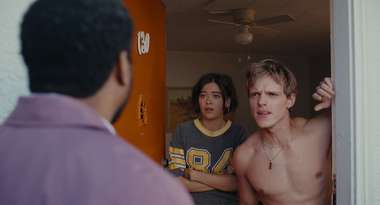 Still frame from Backrooms (2026) showing Bobby and Kat