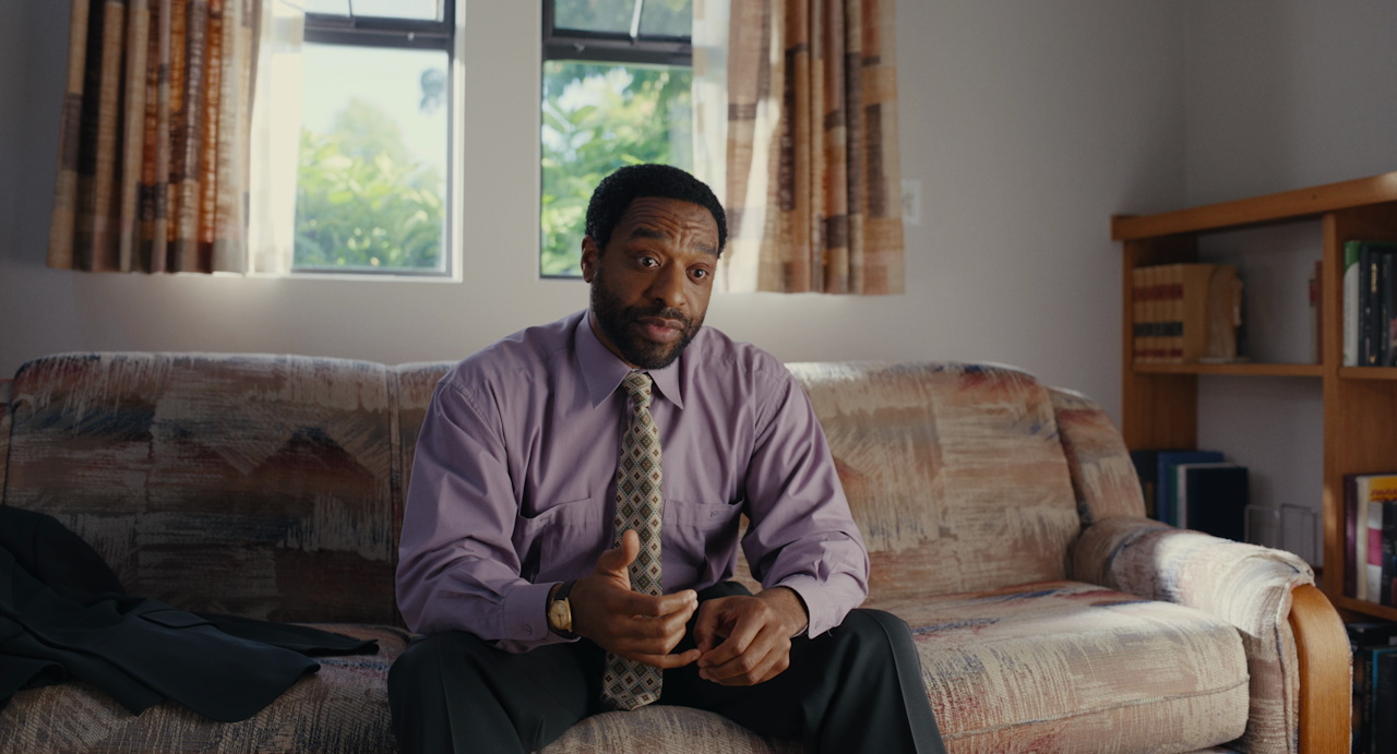Still frame from Backrooms (2026) showing Clark in therapy