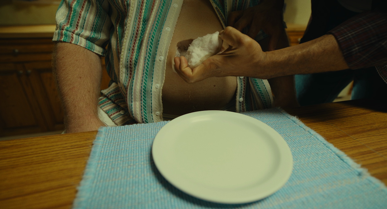 Still frame from Backrooms (2026) showing the flesh of an entity
