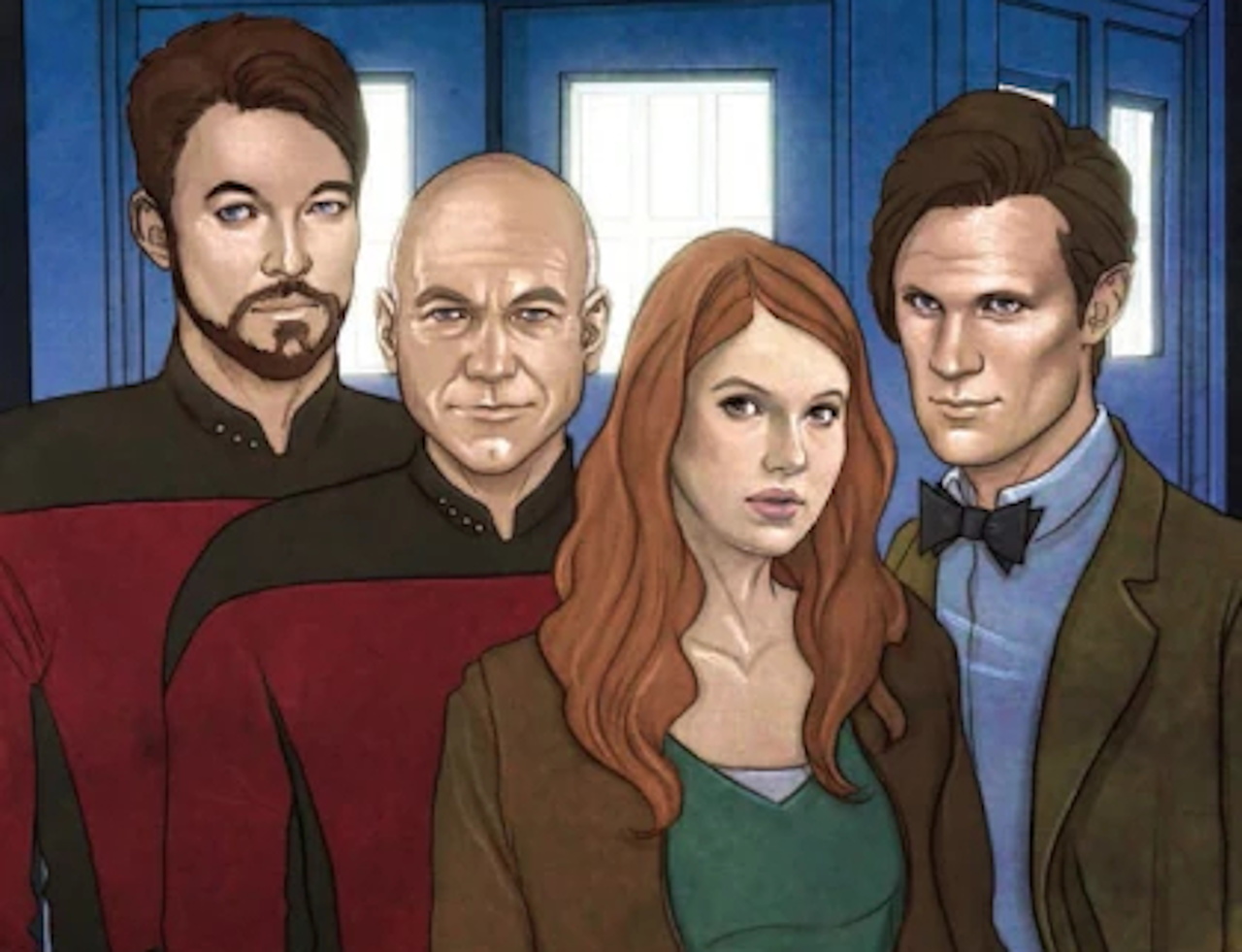 (Cropped) comic book cover for Assimilation2 Dr Who/Star Trek TNG crossover