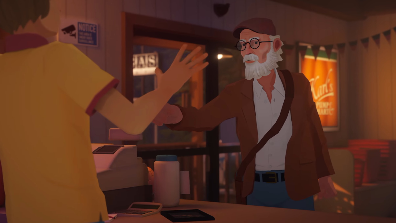 Screenshot from Forever Ago showing Alfred's anger at Milton