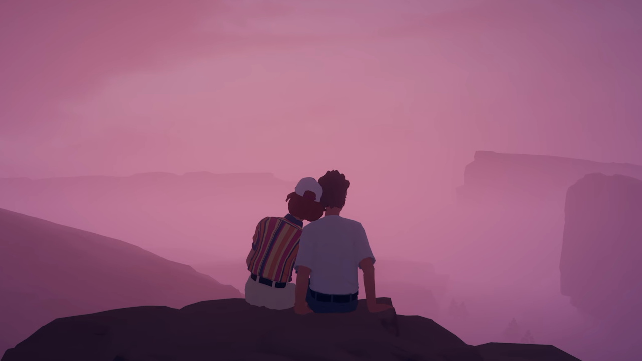 Screenshot from Forever Ago showing Alfred and Audrey in a flashback