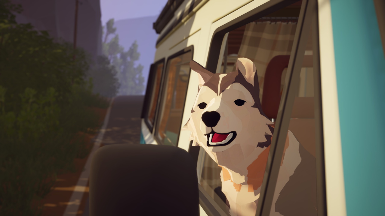 Screenshot from Forever Ago showing Muffin the dog