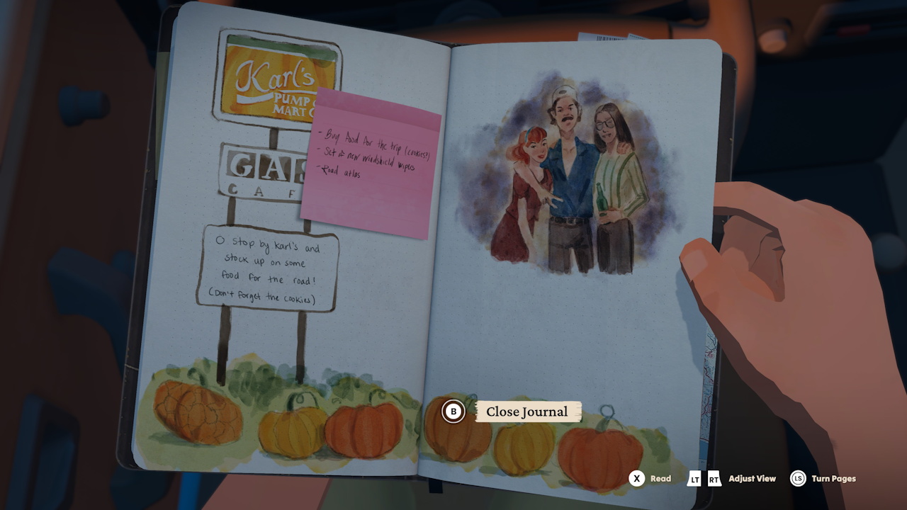 Screenshot from Forever Ago showing the journal