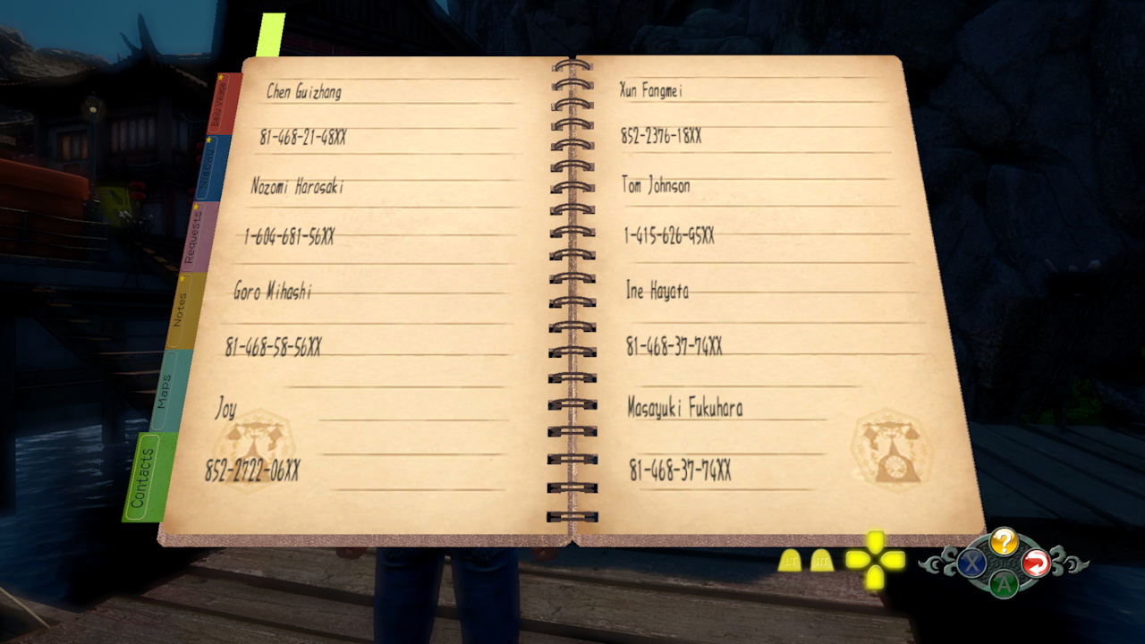 Screenshot from Shenmue III showing the notebook