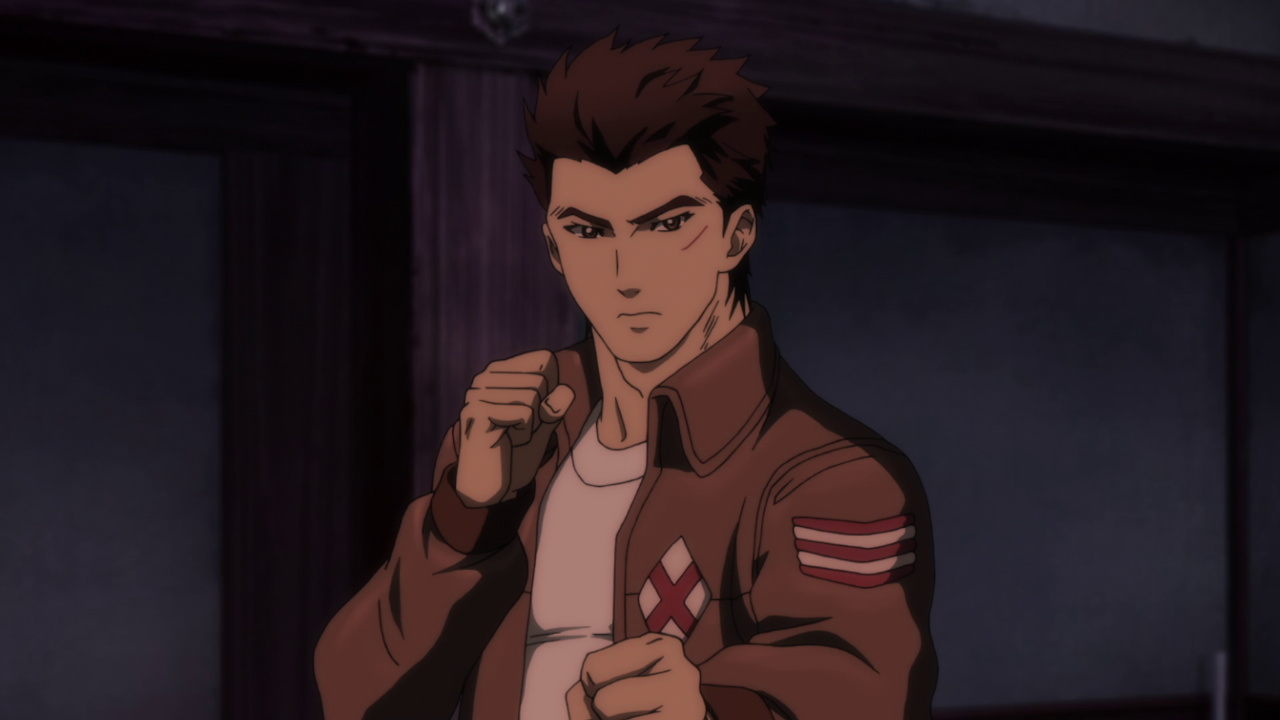Still frame from Shenmue: The Anime showing Ryo in a fighting stance