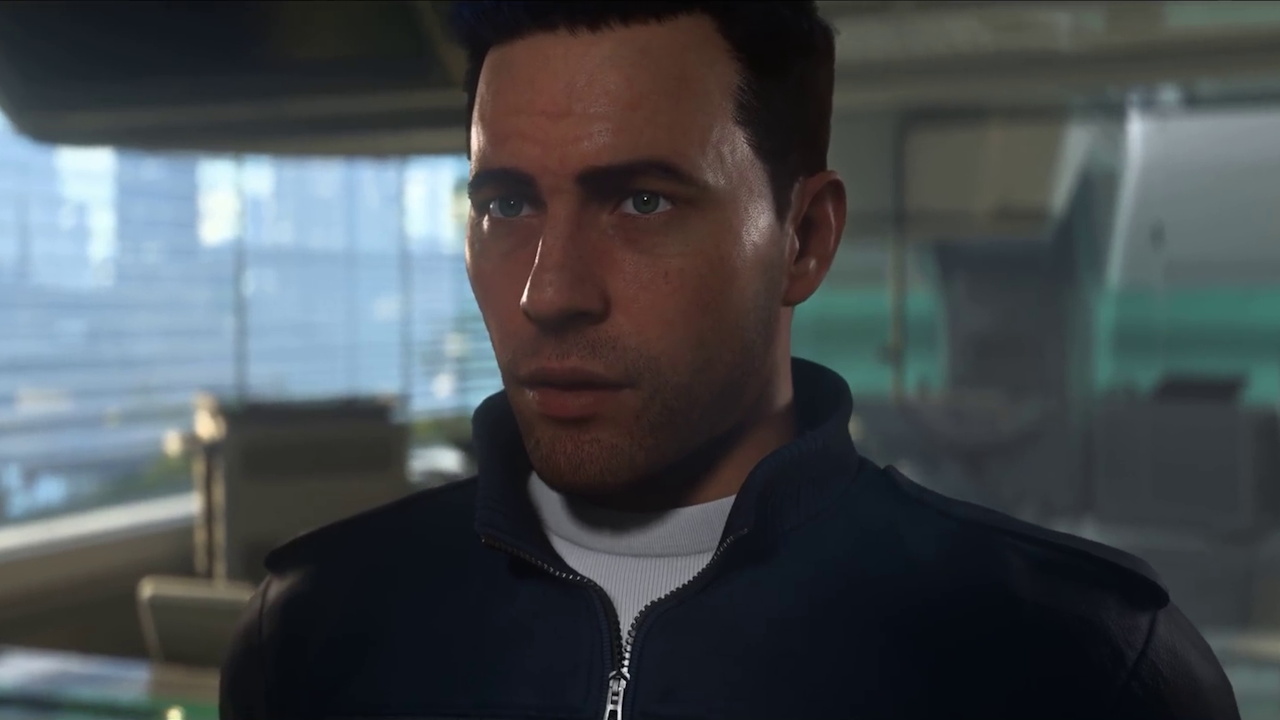 Still frame from the Squadron 42 promo trailer showing the player character