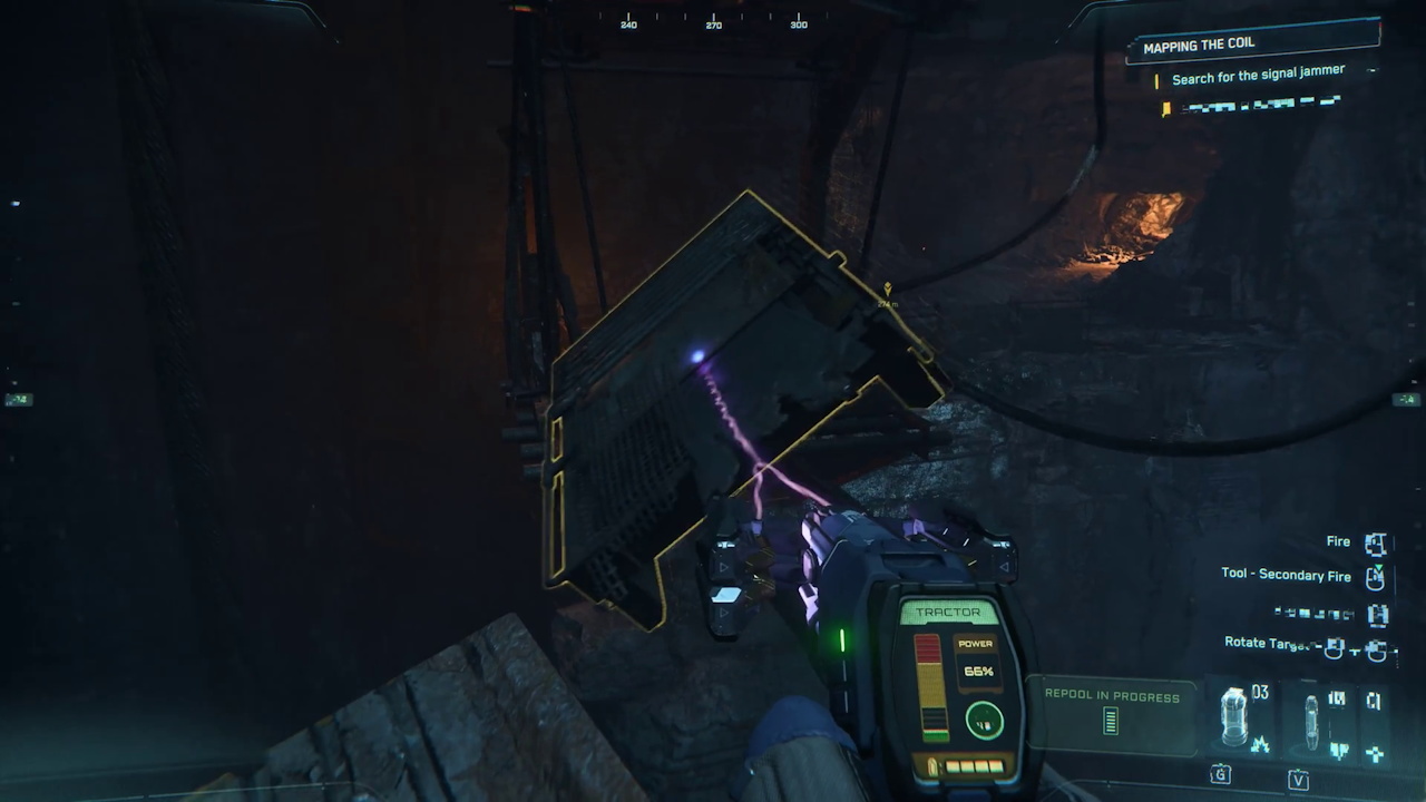 Still frame from the Squadron 42 promo trailer showing a first-person puzzle