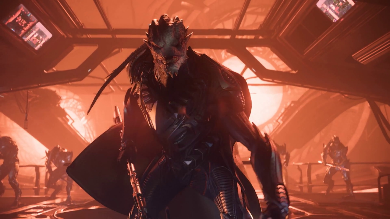 Still frame from the Squadron 42 promo trailer showing a Vanduul alien