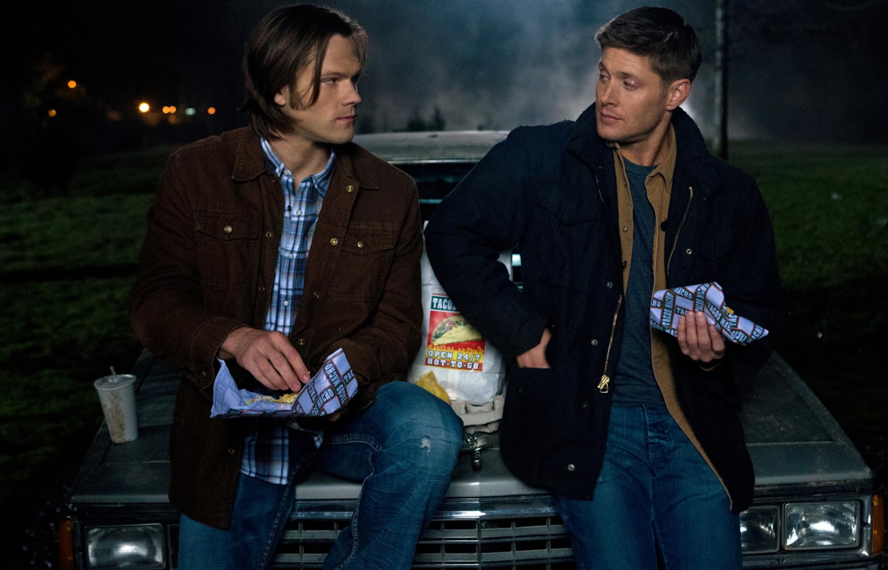 Promo still for Supernatural showing Sam and Dean